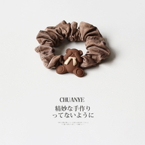 Sichuan wild bear large intestine Hairband Japanese and Korean cute headwear Net red 2021 new simple leather band female head rope