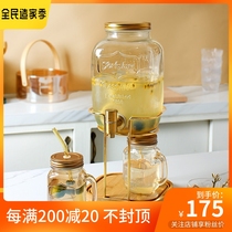 Nordic Home Large Capacity Lead-free Glass With Tap Cool Water Pot Fridge Drink Coke Juice Barrel Cold Brew Bottle