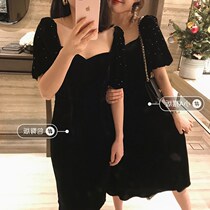 Super fairy dress annual meeting velvet dress high cold Imperial sister wind mature French retro court style Hepburn small black dress