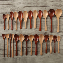 Natural Beech Japanese size wooden spoon Creative solid wood tableware Household soup spoon Rice spoon Long handle honey coffee spoon