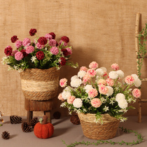 Embroidered Flowers Simulation Flowers Potted Flowers Potted Flowers Upscale Fancy Flower Basket Home Living Room Dining Room Table Hem Hotel Decoration Floral Flower Arrangement