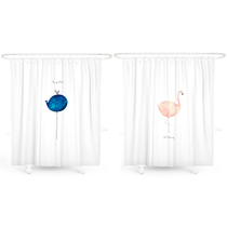 Small fresh in bathroom curtain waterproof thickness toilet Nordic illustration wind cut curtain bathroom customization