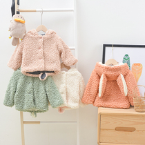 Childrens clothing female childrens velvet coat autumn and winter 2020 new childrens baby teddy velvet warm top childrens coat