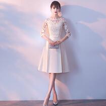 Champagne bridesmaids 2020 new season long sleeves short party graduation dress evening dress women