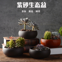 Ceramic Fish Tank Purple Sand Fish Fish basin Creative Desktop minimalist eco-view Small-cylinder hydroponic plant Bonsai bucket fish Shrimp