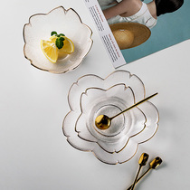 Japanese Phnom Penh cherry blossom plate Glass snack plate Dessert bowl Fruit plate Household dip plate Afternoon tea heart plate