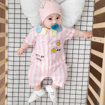 French Jacadi summer baby conjoined ha clothes Super foreign air cute Thin Thin 3-6-9 months 1 year old baby climb suit