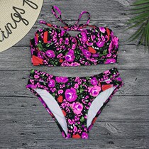 Sweet floral steel bracket split triangle charming bikini female swimsuit sexy beach bikini new swimsuit