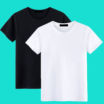 All white pure white cotton pure color short sleeve T-shirt men all black inside T-shirt half sleeve loose body white black clothes