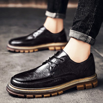 Leather shoes mens shoes 2021 Autumn New English style black bean shoes mens casual leather shoes mens trendy shoes