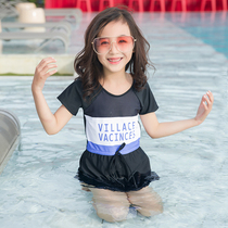 2019 summer new girls  clothing short-sleeved one-piece skirt Korean version of the childrens swimsuit female middle child Korea tide swimsuit