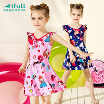 Childrens swimsuit girl baby cute one-piece swimsuit Mid-size child princess girl Korean skirt style student swimsuit