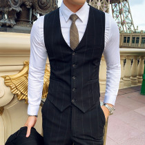 Suit vest suit men Business formal dress slim hotel overalls striped suit horse clip best man suit