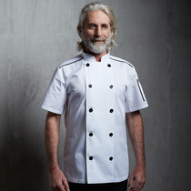 Chefs clothing short-sleeved summer breathable thin restaurant custom printed LOGO kitchen overalls chef mens white top