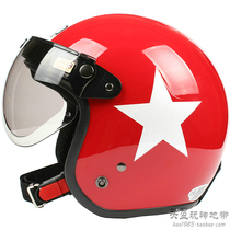 Taiwan Zhengan red White Star Harley electric motorcycle helmet for men and women sunscreen helmet retro winter warmth