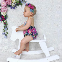 ins Wind export small Trojan baby children rocking horse solid wood early education toy baby rocking chair birthday gift