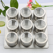 Magnetic dustproof visual stainless steel seasoning tank Spice seasoning bottle outdoor barbecue six flavors nine flavors 12-piece set