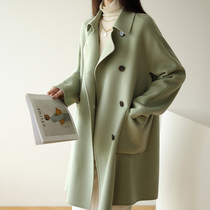 Japanese wool double-sided woolen coat Korean version of loose medium long small woolen coat 2020 new female