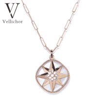 Vellichor designer Korea Star eight Awn star sweater chain long imitation crystal necklace female personality pendant