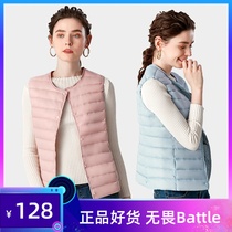 2019 autumn and winter New round neck light and thin down vest womens Korean version of vneck short vest size waistcoat