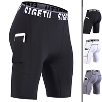 Running shorts can be put on the mobile phone can be used for mens sports Joker professional ventilation two-in-one pocket
