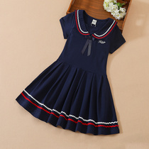 Korean girls dress foreign style academic style 2021 summer Korean version of children's doll collar pleated skirt children's skirt