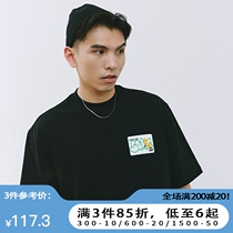 SAMESAME22SS label printed small neckline T-shirt male and female trendy lovers graffiti individuality short sleeve summer