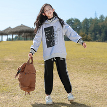 Childrens clothing girls sweater autumn and winter plus velvet thickening 2022 new middle and large childrens foreign style girls winter tops trend