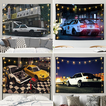 Head text D Movie hangar Day style car Drift racing background wall cloth Student Dormitory Bedside Decorum Busins