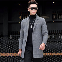 High-end autumn and winter pure hand-hand double-sided coat for men with long windcoat coat for cashmere mens coat