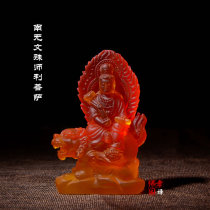 Buddhist supplies resin glazed Manjusri Bodhisattva small Buddha statue with Buddha ornaments