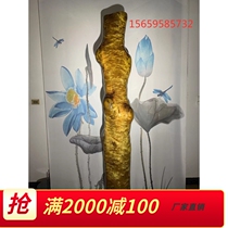 High-end Dingding nanmu column decoration Sichuan Jinsi Nan root carving decoration wooden pillar cliff cypress lobular red sandalwood gloomy wood