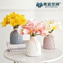 Meiyi hand feeling small Cymbidium feel simulation decorative flower fake flower silk wash table coffee table floral ornaments