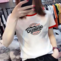 European station 2021 summer new European white cotton short sleeve t-shirt womens color wild slim top ins tide