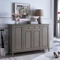 Modern solid wood door shoe cabinet large capacity gray entry porch storage cabinet light luxury small apartment hall partition cabinet