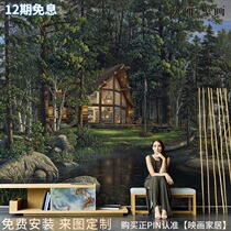 American Hand Painted Landscape Wallpaper Villa Countryside Farmstead Living Room TV Background Wall Paper Seamless Sofa Wall Cloth