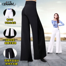 Dan Baoluo new modern dance pants womens wide legs pleated dance pants Latin dance practice pants National Standard ballroom dance pants