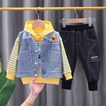 Boy Spring Loaded Jeans Suit Mens Baby Spring Handsome Children Three Sets Nets Red Child Clothing Kid Coats Tide