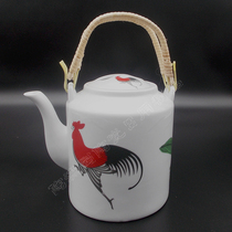 Rooster Ceramic teapot Large capacity cold water straight body pot Bridge girder tea Saint household restaurant Nostalgic old-fashioned retro