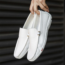 White peas shoes mens 2022 autumn new Korean version all-match casual breathable British slip-on lazy leather shoes men