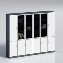Dry Chart Series Box Information Cabinet With Lock Storage Glass Door Bookcase Black And White Plate Wooden File Cabinet
