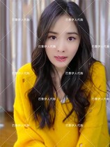 (Paris Iren) maje Yang Mi star with loose lazy wind Yellow Hollow V-neck sweater