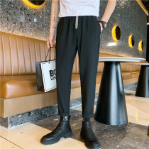 Harynpants Mens Summer New Stripes Casual 90% Long pants Young Yuppie Hairstylist Pair with small-footed pants