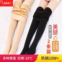 Autumn-winter plus suede thickened with underpants womens light legs Divine Instrumental Even Pants Socks Thick Suede Nude Flesh color Skinder to keep warm