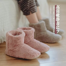 Winter warm indoor home home high boot bag with mute wool plush men's and women's cotton slippers couple wood floor