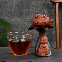 Mingfeng Kung Fu tea set Purple sand tea filter set creative lotus tea leak seat tea tray tea decoration fair cup of tea leak