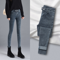 Hong Kong 2022 spring new sashimi jeans women high waist display slim trousers tight pencils and pencils with small leggings