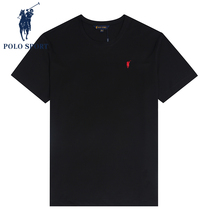 Polo Sport Short Sleeve T - shirt Mens Summer Black Mens Mens Casual Black Round Line