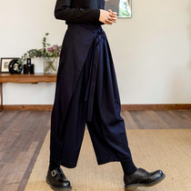 Deer and birds laminated design pants loose wide-leg harem pants black nine-point casual pants for women 3129