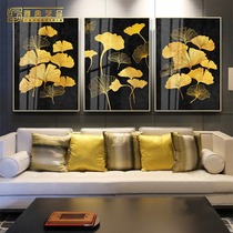 New Chinese Living Room Decoration Painting Sofa Background Wall Painting Crystal Porcelain Painting succor Xuanguan hanging painting Ginkgo Leaf Mural Wall Painting